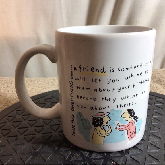 Shoebox Greetings A FRIEND IS SOMEONE WHO… White W/Blk Ceramic Coffee/Tea Mug - Picture 4 of 11